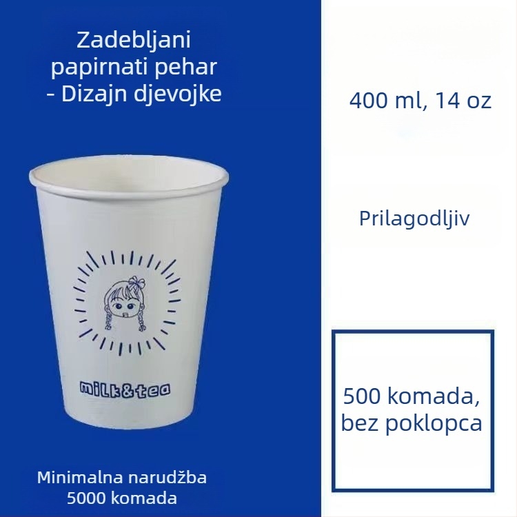 Debeli jednokratni papirnati čaš s poklopcem za vruće i hladne napitke, prilagodba logotipa, čašica za čaj s mlijekom i sojinim mlijekom