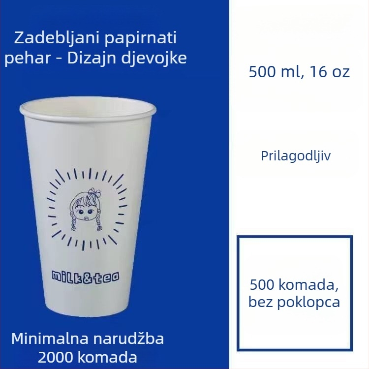 Debeli jednokratni papirnati čaš s poklopcem za vruće i hladne napitke, prilagodba logotipa, čašica za čaj s mlijekom i sojinim mlijekom