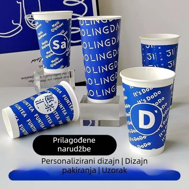 Debeli jednokratni papirnati čaš s poklopcem za vruće i hladne napitke, prilagodba logotipa, čašica za čaj s mlijekom i sojinim mlijekom