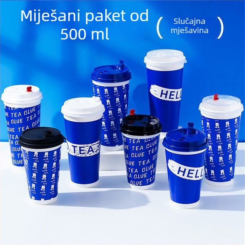 Debeli jednokratni papirnati čaš s poklopcem za vruće i hladne napitke, prilagodba logotipa, čašica za čaj s mlijekom i sojinim mlijekom