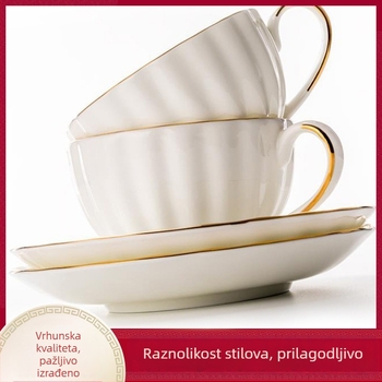 Set šalica za kavu i podmetače u europskom stilu, porcelin od kostiju, nordijski minimalistički dizajn, šalice za kavu u engleskom stilu za kućnu upotrebu