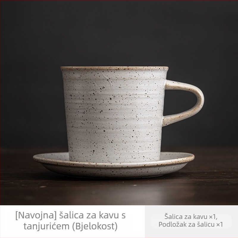 Set keramičkih šalice i tanjurića za kavu – japanski stil rustikalna keramika, vintage minimalistički ručni rad