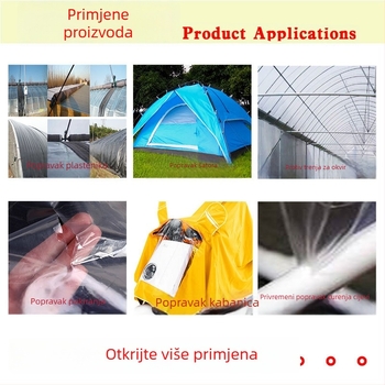 Traka za popravak stakleničke membrane, vodootporna, otporna na visoke temperature, plavo-prozirna ili bijela, PE podloga, debljina 0,6 mm, širina 4–30 cm, duljina 50 m, velika rola