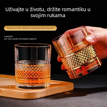 Europski stil čaša za pivo i whisky s pozlaćenim obrubom, ručno izrađene kristalne čaše za alkohol – set čaša