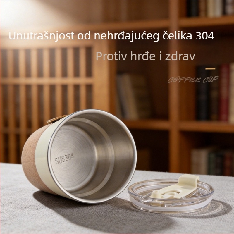 Šalica za kavu od 304 nehrđajućeg čelika s poklopcem i slamkom, elegantan lagani luksuz, prijenosna za putovanja, zatvoren set, vrhunska kvaliteta