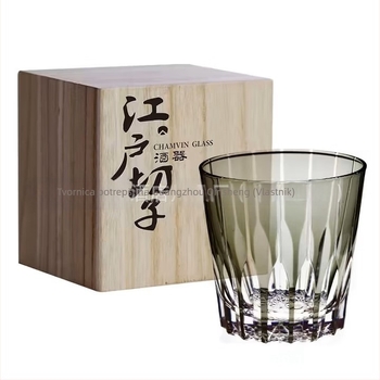 Starburst čaša za whiskey, Edo Kiriko japanska sake čaša, strojno tlačeno staklo
