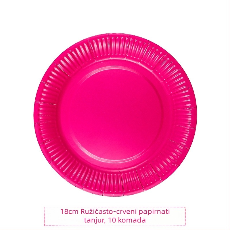 7-inčni jednokratni papirnati tanjuri, jednobojni, kružni, za rođendanske zabave