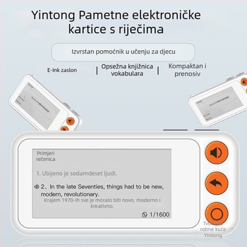 Uređaj za učenje engleskih riječi s karticama, pravi izgovor, E Ink zaslon, offline