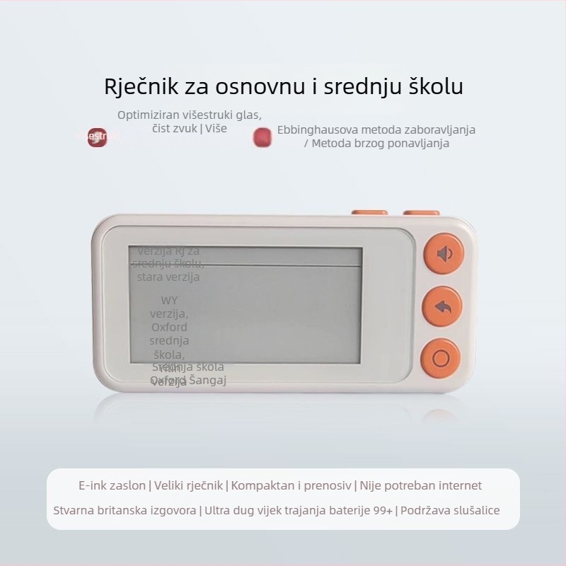 Uređaj za učenje engleskih riječi s karticama, pravi izgovor, E Ink zaslon, offline