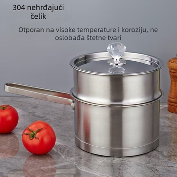 New Longda lonac od nehrđajućeg čelika 304, bez premaza, trodijelno dno, kompatibilan sa štednjacima, moderan minimalistički mali lonac za dječju hranu i rezance
