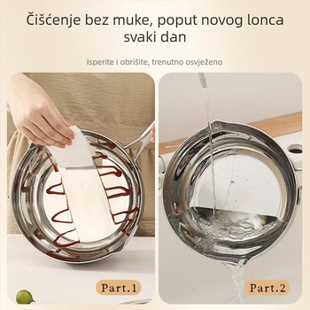 304 nehrđajući čelik lonac za mlijeko s jednim držajem, Yukihira-stil, trostruko dno, izljev, za grijanje mlijeka i kuhanje tjestenine i juhe (18/20/22/24 cm)