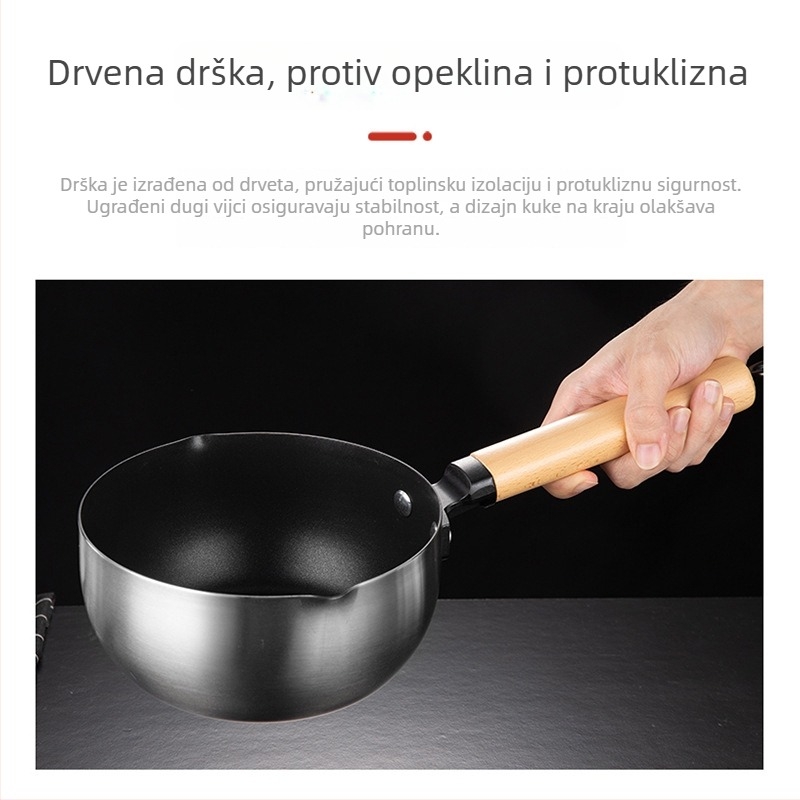 Japanski stil od nehrđajućeg čelika Snow Pan – neprianjajuća posuda za plin i indukciju, lonac za mlijeko za dječju prehranu, kompaktni kućni lonac za rezance