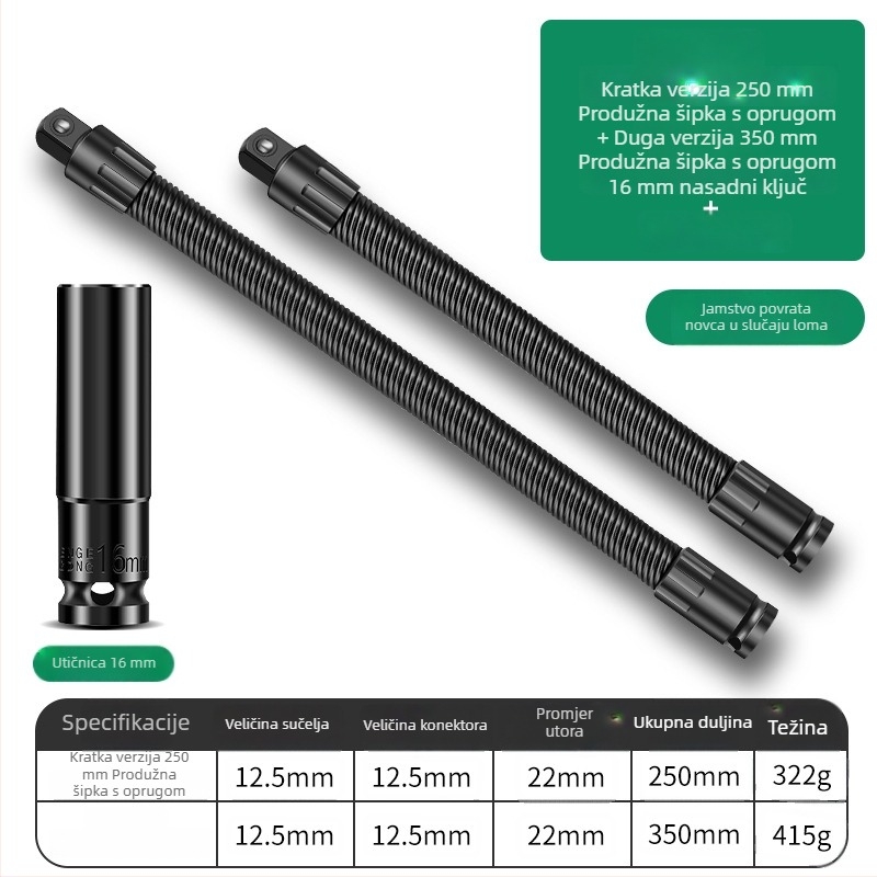 Baolian električni ključ s fleksibilnim osovinama, produžni spoj i universalni fleksibilni adapter 1/2 inča