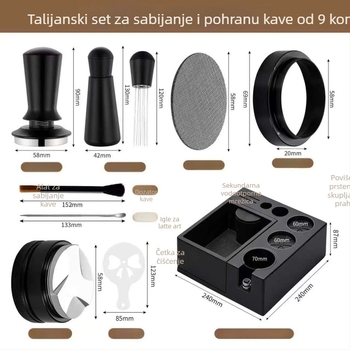 Višestruki set za kavu u talijanskom stilu: knock box i tamper, s rasporedom praha