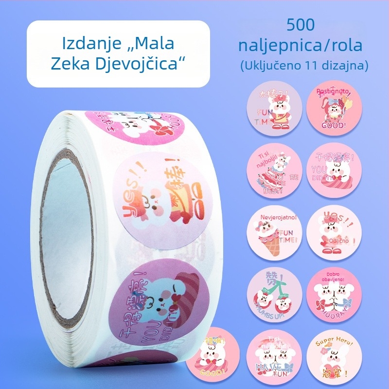 Dječje nagradne naljepnice s malim crvenim cvijetom – pohvala u vrtiću, slatke samoljepljive naljepnice