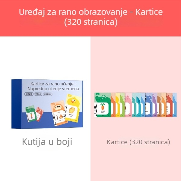 Time Optics Ručna jedinica za rano obrazovanje s karticama, dvostruka pismenost za djecu, edukativna igračka