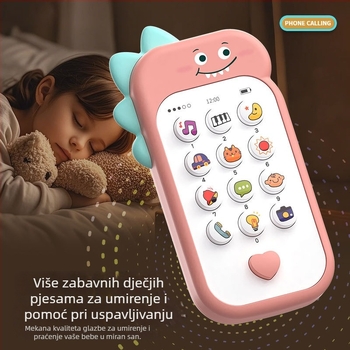 Dječji telefonski uređaj-igračka s glazbom za rani razvoj — obrazovna igračka s crtićem za djecu 0–3 godine