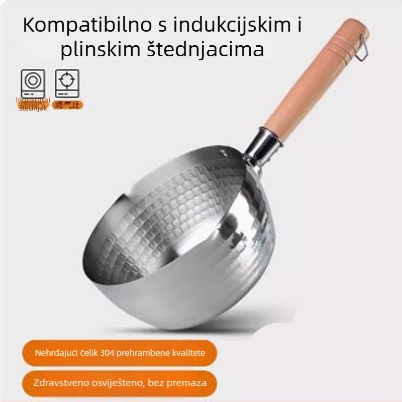 Japanskog stila posuda od 304 nehrđajućeg čelika, mala lončić za mlijeko za juhe, rezance i dječju hranu, kompatibilna s indukcijskom pločom