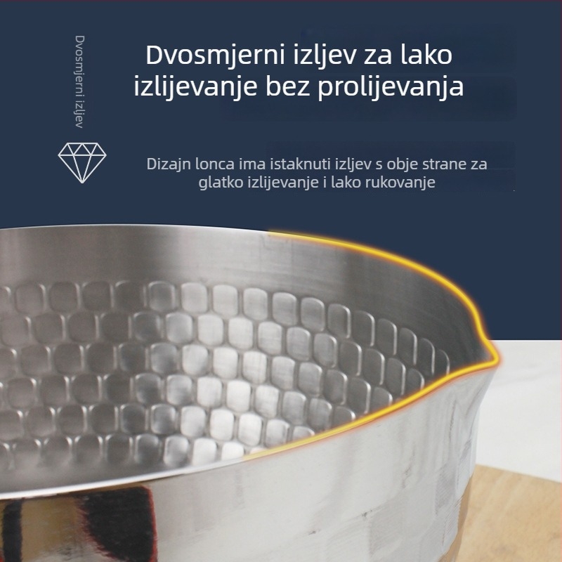 Prilagodljiva Yukihira posuda od 304 nerđajućeg čelika s udubljenim uzorkom, bez premaza, staklena poklopac, višestruka namjena za mlijeko, rezance i dječju hranu