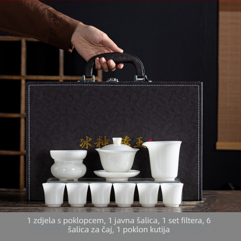Ice Jade keramički čajni set – visokokvalitetni poslovni dar u kutiji, prilagodljiv, pogodan za konferencije i sektore nekretnina, bankarstvo i osiguranje.