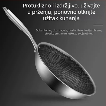 Debeli wok od nehrđajućeg čelika s dnom uzorka pčelinjih saća, neprijanjajući, pogodan za indukciju, višenamjenski