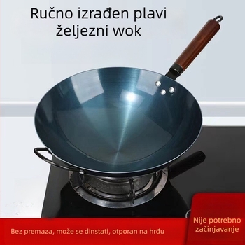 Lijevani željezni wok, tradicionalni kineski stil, bez premaza, neprijanjajući, pogodan za plinsku ploču, kućna upotreba