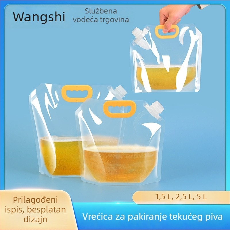 Prijenosna prozirna vrećica s pivskim mlaznicom za vanjsko ispijanje i skladištenje tekućina, jednokratna