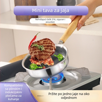 316L trostruko nehrđajući čelik, mini tava s neprijanjajućim premazom i dnom s uzorkom honeycomb, pogodna za steak, jaja i prženje