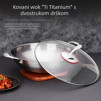 Wok od titanijevog legura s teksturom čekića, bez premaza, promjera 36 cm