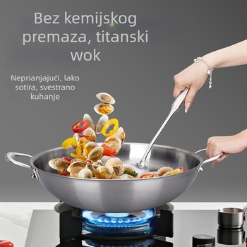 Wok od titanijevog legura s teksturom čekića, bez premaza, promjera 36 cm