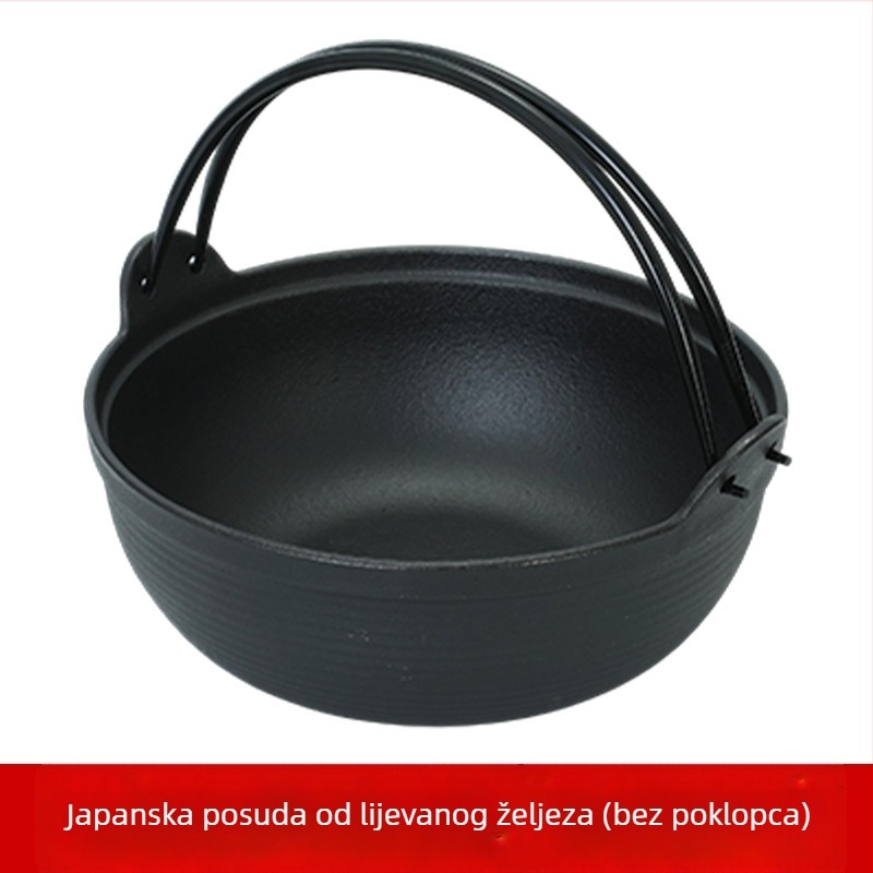 Japanski stil lonac od lijevanog željeza za juhu i Sukiyaki, bez premaza, debeli lonac od lijevanog željeza, lonac za juhu i hot pot set