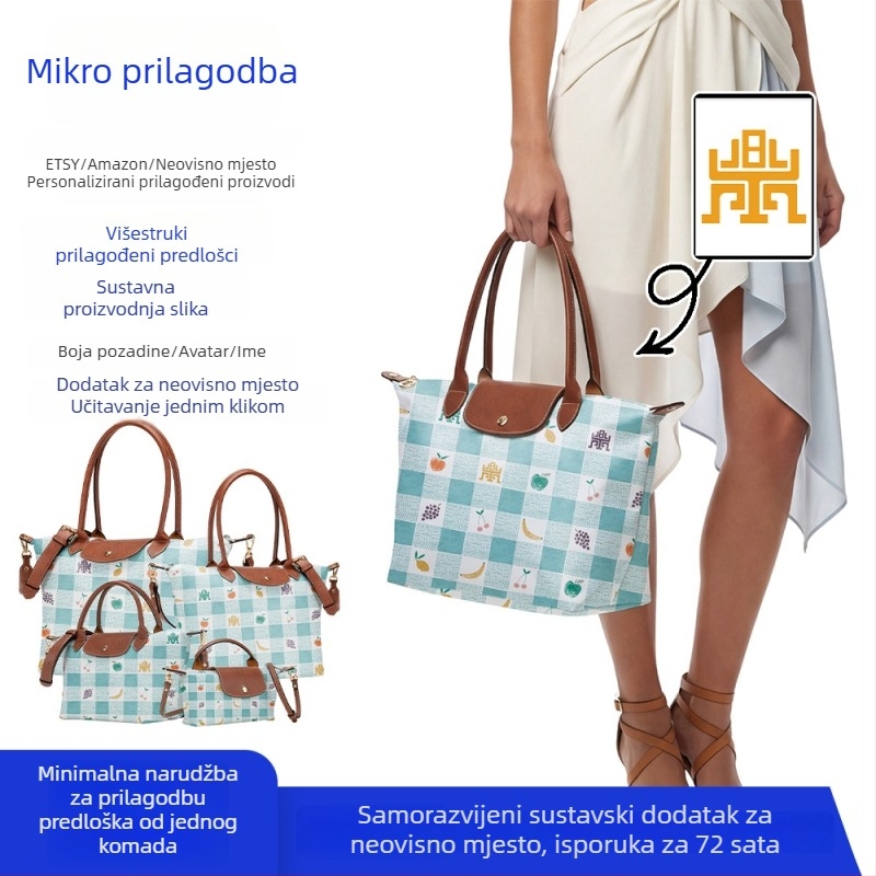 Mikroprilagođena dumpling torba, ženska platnena torba s tiskom slova