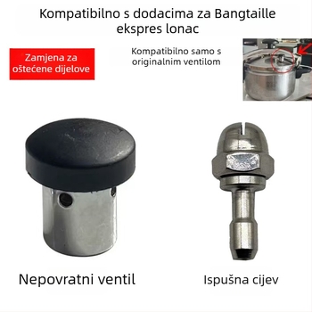 Pribor za lonac za tlak s zaštitom od eksplozije: ventil za ograničenje tlaka, ispušna cijev i sigurnosni ventil