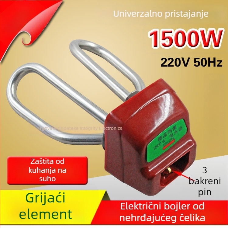 Set pribora za nehrđajući čelični električni čajnik s zaštitom od suhog kuhanja, 1500W — grijać cijev, grijačka šipka i grijačko jezgro