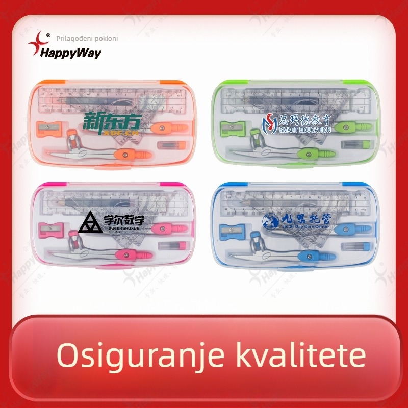 Set školskog pribora s prilagođenim logom, ravnalo i šestar — deset komada alata za crtanje