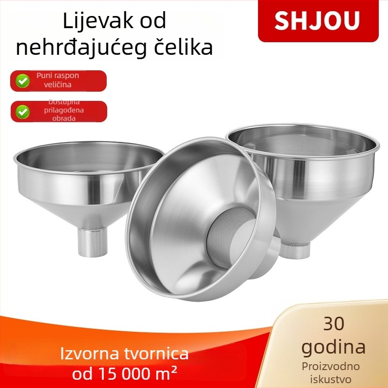 Lijevak od nehrđajućeg čelika velikog promjera s filtrom, komercijalne klase, za punjenje ulja i vina, hopper za prešu ulja