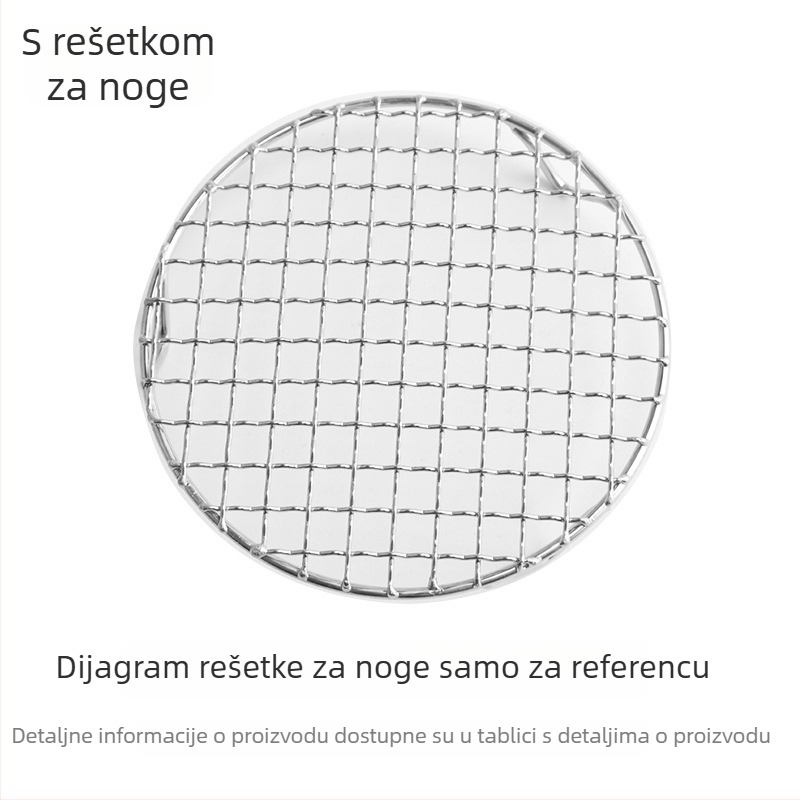 Kružna rešetka za roštilj od nehrđajućeg čelika za kućnu pećnicu, s ražnjićima