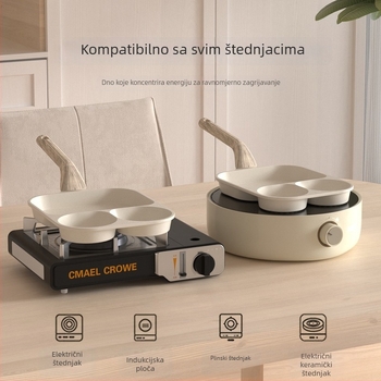 Velika tiganj za omletu s Maifan kamenom, 3-u-1 doručak tiganj, duboki univerzalni tiganj s neprijanjajućim premazom