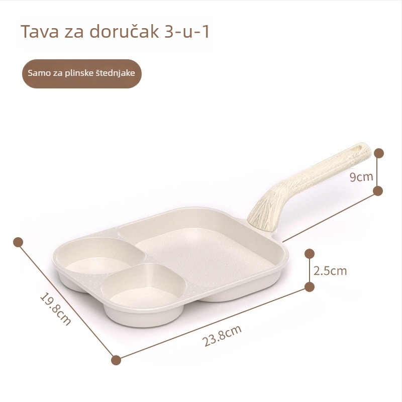 Velika tiganj za omletu s Maifan kamenom, 3-u-1 doručak tiganj, duboki univerzalni tiganj s neprijanjajućim premazom