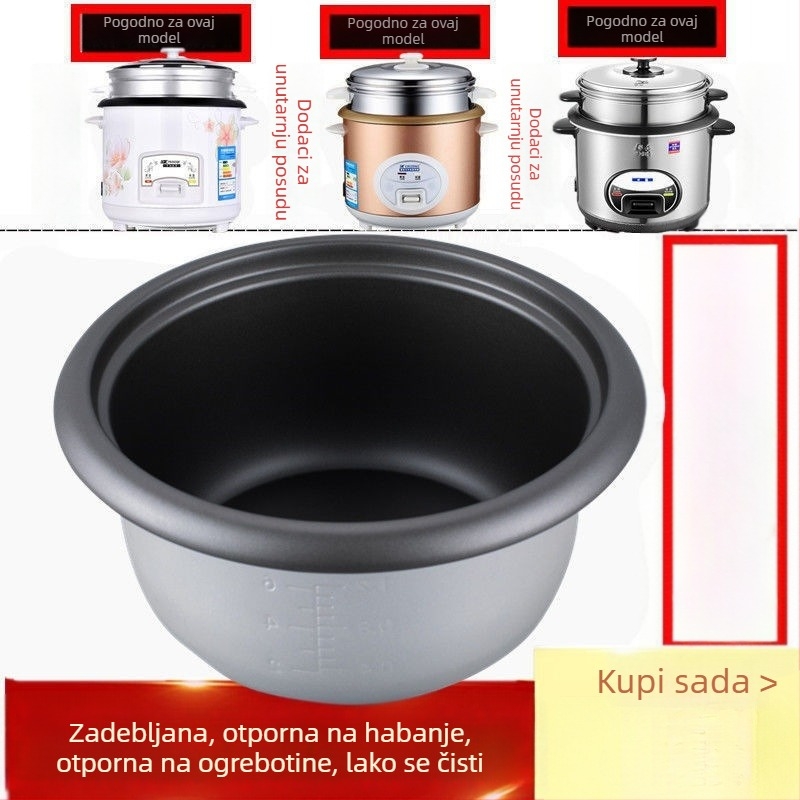 Unutarnja posuda za kuhalo riže s neprijanjajućim premazom, staromodni trokutasti oblik, model 2345, 1,5 L, dodaci