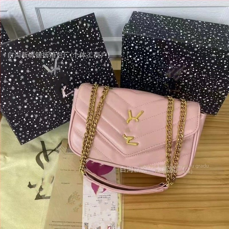 Ženska torbica s lancem, 2025 novi model u korejskom stilu — šivana quiltirana torbica s dijamantnim uzorkom, svestrana, moderna i elegantna, za rame ili crossbody