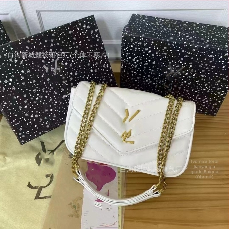 Ženska torbica s lancem, 2025 novi model u korejskom stilu — šivana quiltirana torbica s dijamantnim uzorkom, svestrana, moderna i elegantna, za rame ili crossbody