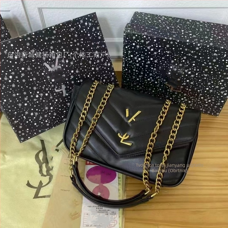 Ženska torbica s lancem, 2025 novi model u korejskom stilu — šivana quiltirana torbica s dijamantnim uzorkom, svestrana, moderna i elegantna, za rame ili crossbody