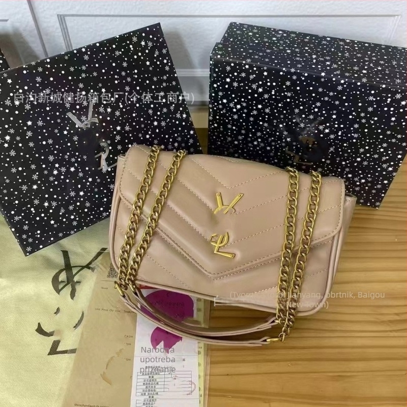 Ženska torbica s lancem, 2025 novi model u korejskom stilu — šivana quiltirana torbica s dijamantnim uzorkom, svestrana, moderna i elegantna, za rame ili crossbody