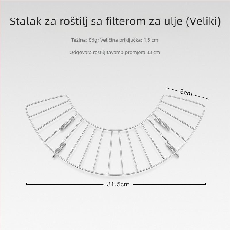 Vanjski stalak od nehrđajućeg čelika za odvod ulja iz posude za pečenje, za kampiranje, prenosni, kopča za fiksiranje, polukružni termoizolacijski stalak