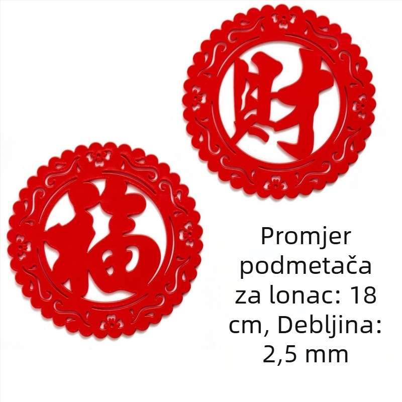 Cirkularna silikonska podloga za posuđe, debela, crvene boje, s perforiranim dizajnom, otporna na visoke temperature, protuklizna, podloga za tanjur i čašu