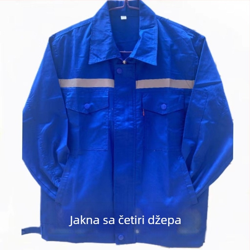 Poliestersko-pamučni ljetni tanji radni komplet, otporan na habanje, prozračan, upija znoj, za popravak automobila, građevinarstvo i radionicu