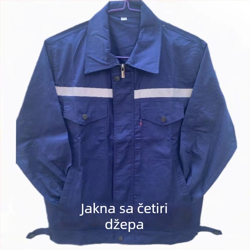 Poliestersko-pamučni ljetni tanji radni komplet, otporan na habanje, prozračan, upija znoj, za popravak automobila, građevinarstvo i radionicu