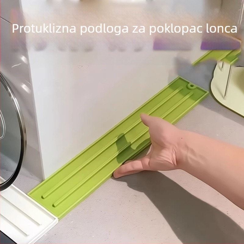 Silikonska podmetač za poklopce lonaca na kuhinjskom pultu, višenamjenski, protuklizna i odvodnjavanje vode za uske praznine, bez bušenja