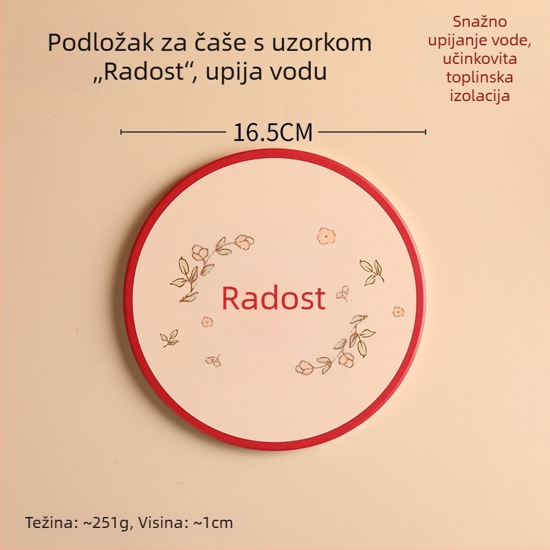 Retro keramički podmetač za čašu, upijajući, kružnog oblika, s korom pluta, s motivom crtića, novi kineski stil